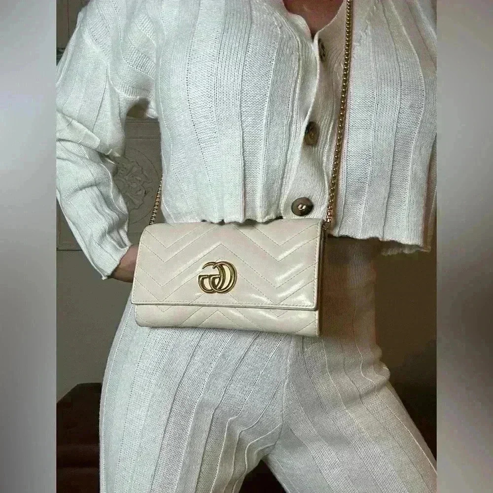 Authentic GUCCI MARMOT WALLET-CROSSBODY MINI BAG IVORY - Picture 2 of 16